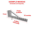 Varal Individual de Parede a Parede Comando com Suporte L