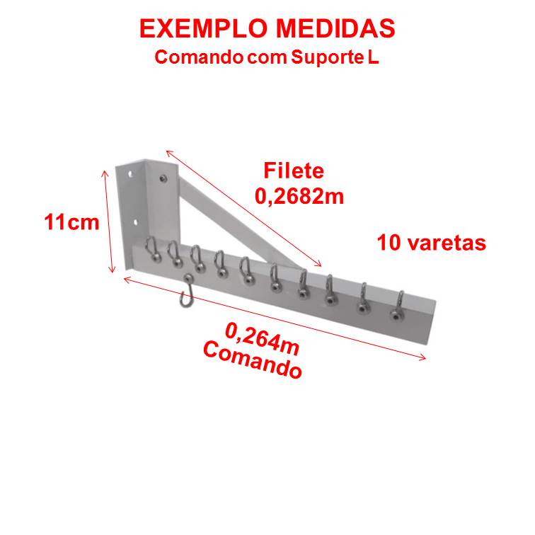 Varal Individual de Parede Comando com Suporte L