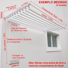 Carregar imagem no visualizador da galeria, Varal Individual de Parede com Jogo de Roldanas Preto

