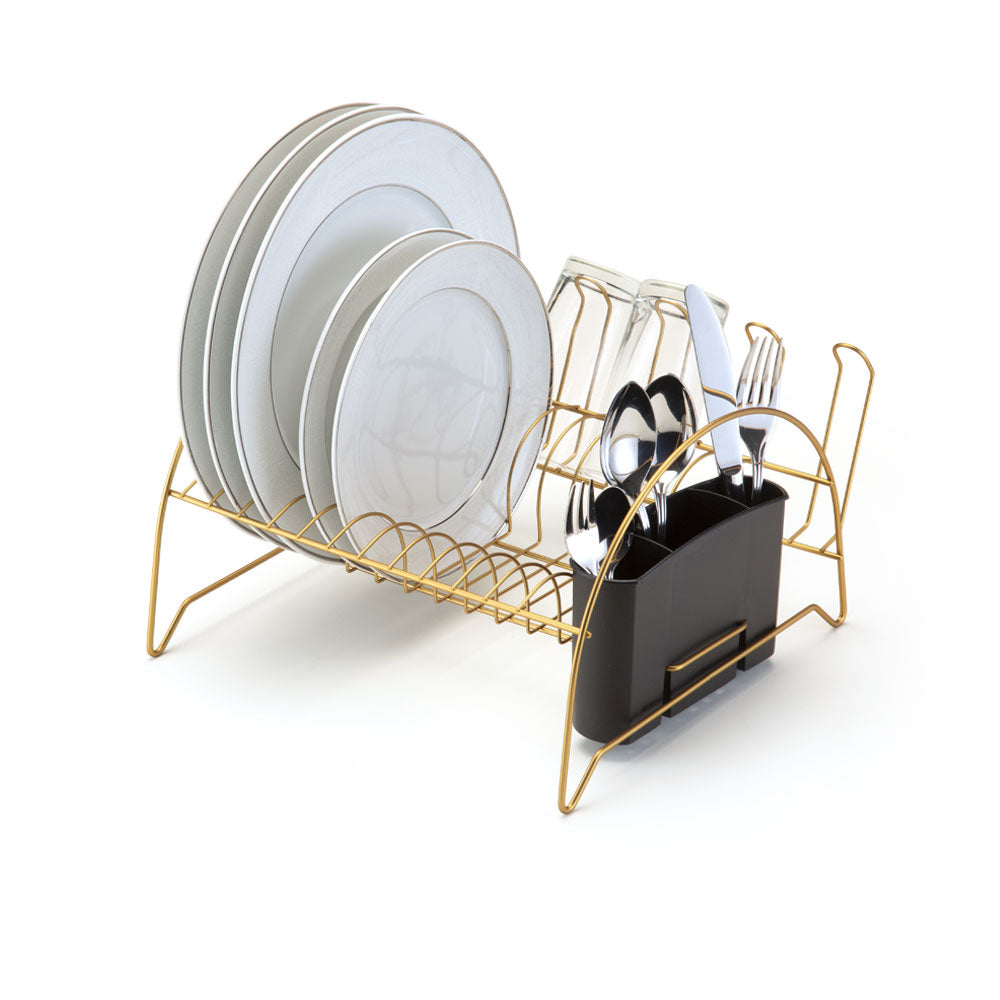 Escorredor de Louça Fan com Porta Copos Dourado Fosco Arthi